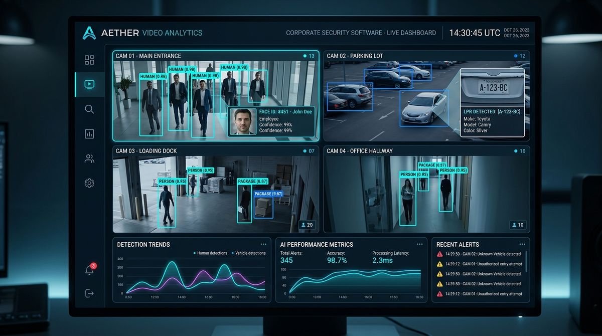 Dashboard de video analítica con IA: reconocimiento facial y lectura de placas en tiempo real