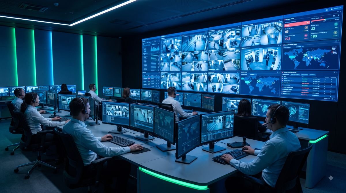Centro de monitoreo de seguridad con IA para sucursales bancarias y del sector financiero