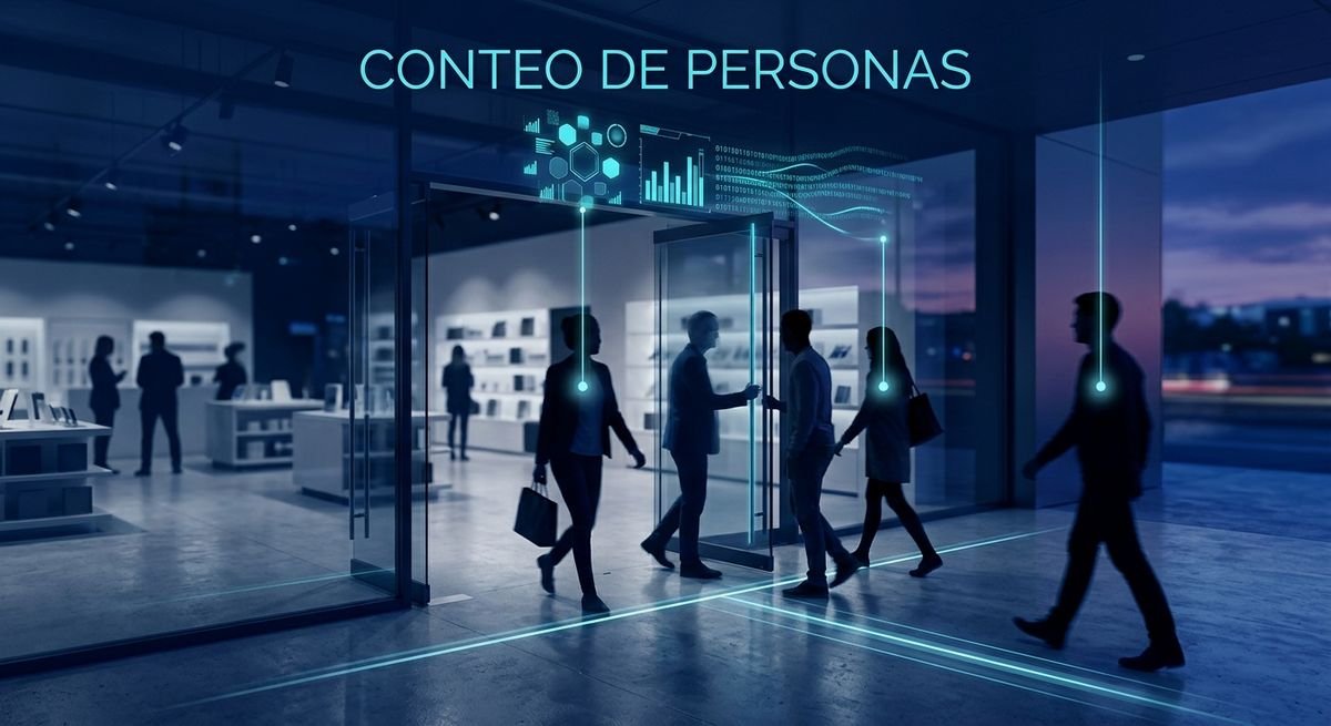 Conteo bidireccional de personas con IA en la entrada de un local comercial